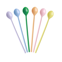 Set of 6 Long Handled Melamine Spoons Let's Summer Colours Rice DK